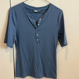 GAP Blue Short Sleeve Henley Tee